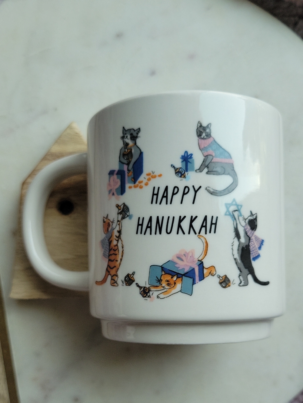 Threshold Cat Hanukkah Cream Stoneware Coffee Mug